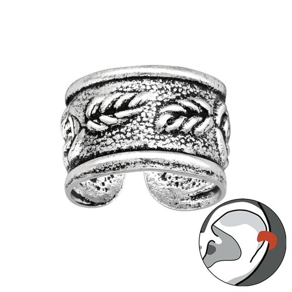 Sterling Silver Rose Vine Ear Cuff – Wide Floral Band, No Piercing Needed - Picture 1 of 6